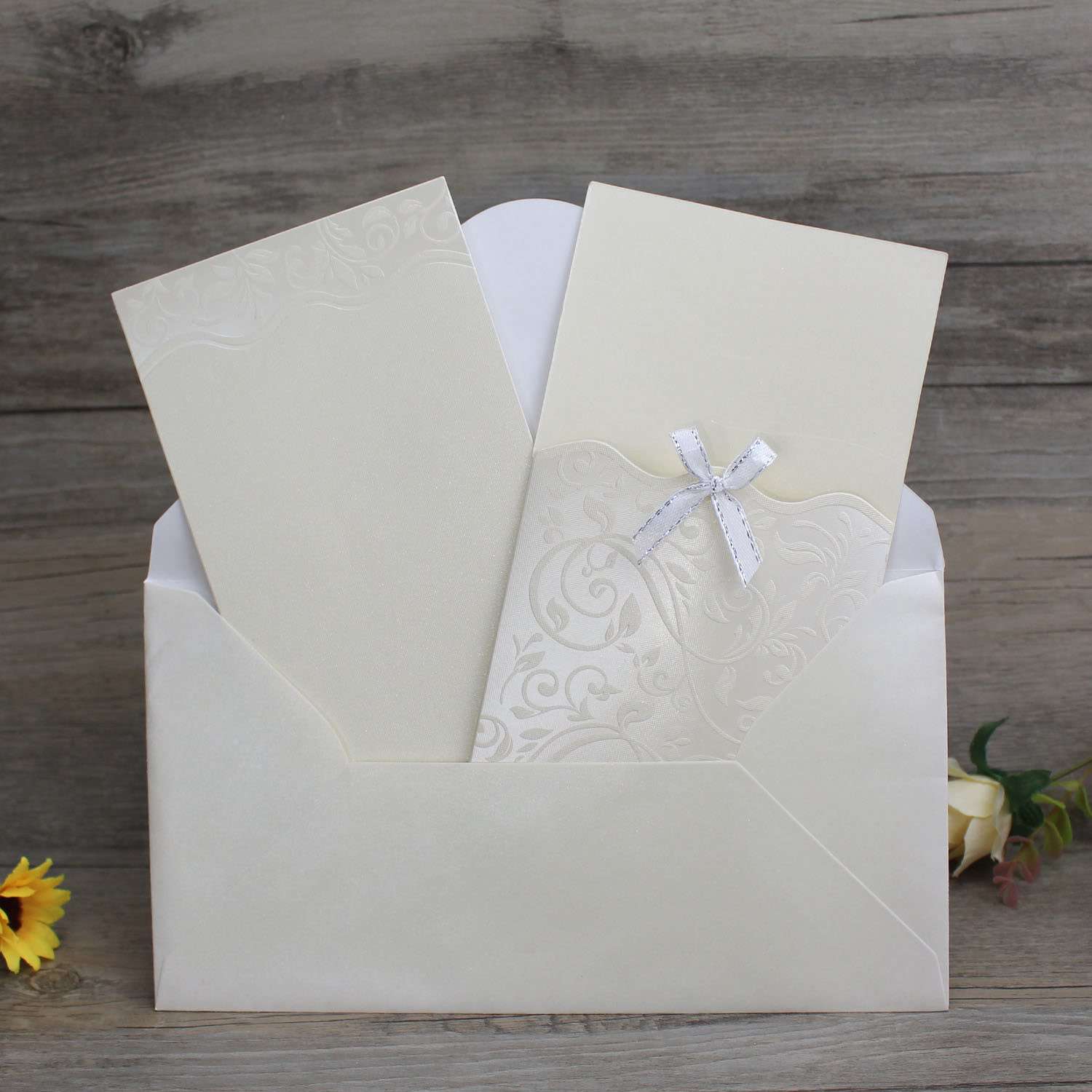 50pcs Free Elegant Pearls Printing Wedding Invitations Online Cheap